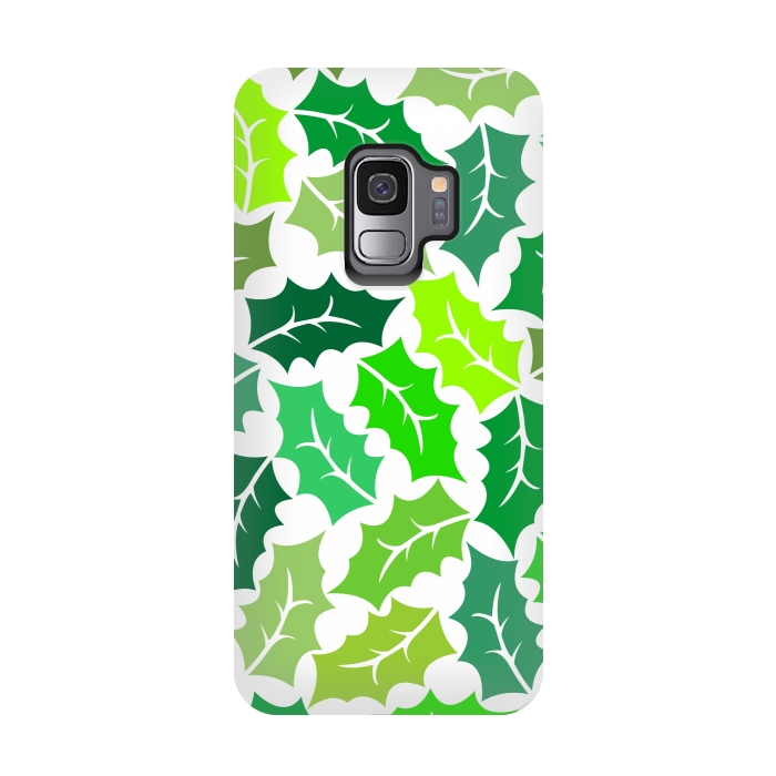 Galaxy S9 StrongFit Green Leaves Pattern by Dhruv Narelia