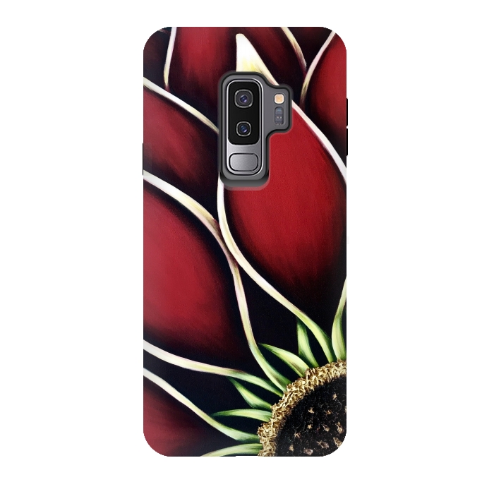 Galaxy S9 plus StrongFit Red Dahlia by Denise Cassidy Wood