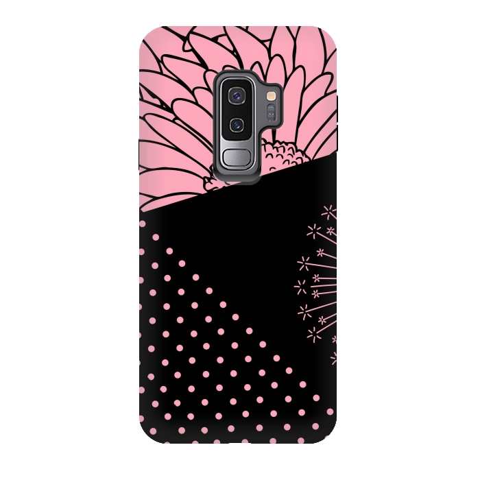 Galaxy S9 plus StrongFit pink floral pattern by MALLIKA