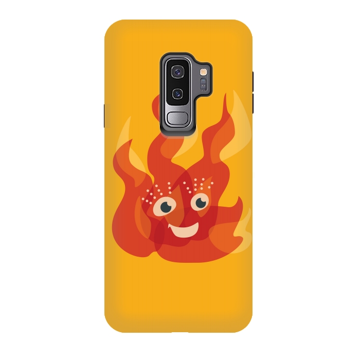 Galaxy S9 plus StrongFit Happy Burning Fire Flame Character by Boriana Giormova