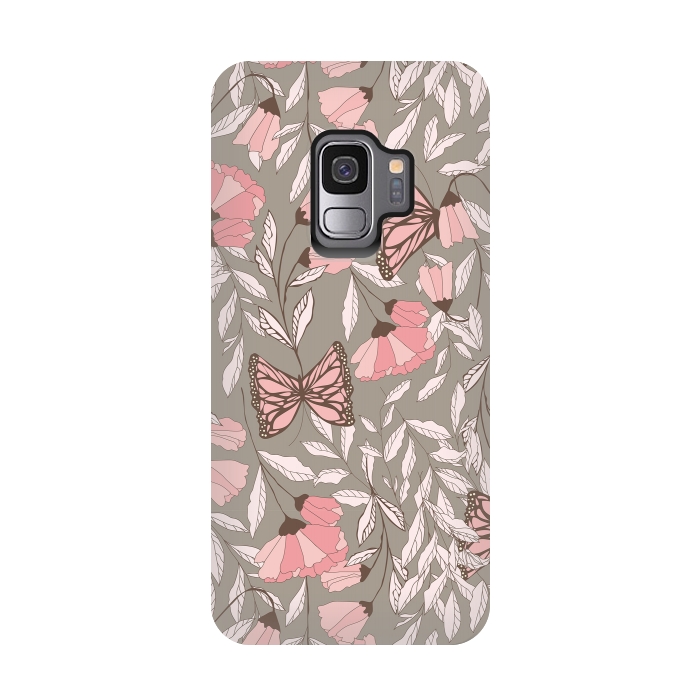 Galaxy S9 StrongFit Romantic Butterflies Gray by Jelena Obradovic