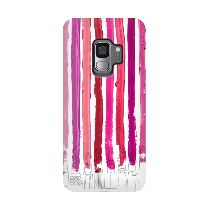 Galaxy S9 StrongFit Lipstick Stripes by Notsniw