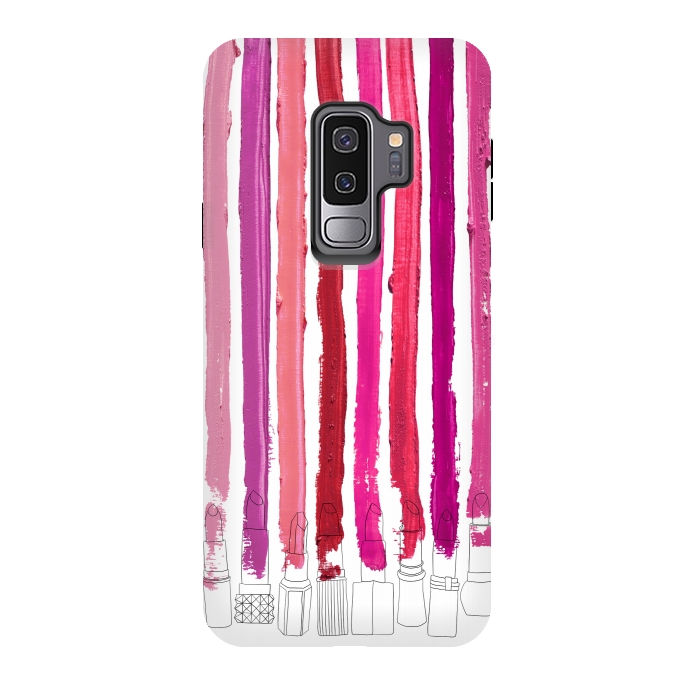 Galaxy S9 plus StrongFit Lipstick Stripes by Notsniw