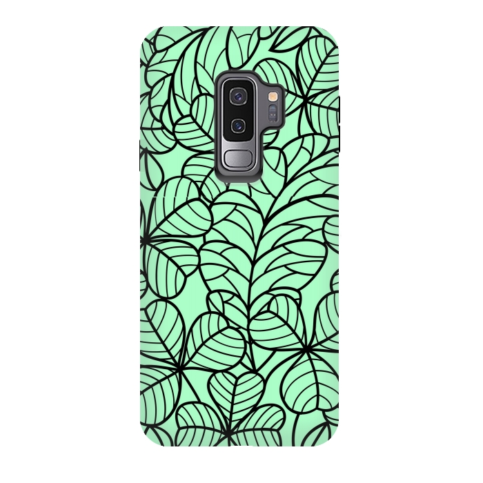Galaxy S9 plus StrongFit BLACK GREEN PATTERN by MALLIKA