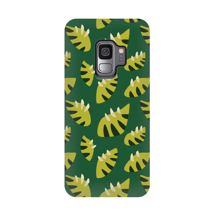 Galaxy S9 StrongFit Clawed Abstract Green Leaf Pattern by Boriana Giormova