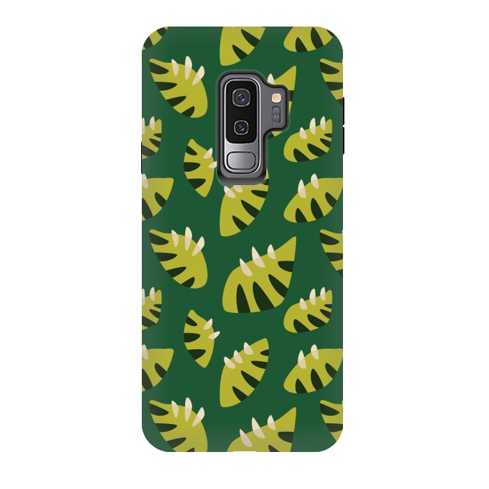 Galaxy S9 plus StrongFit Clawed Abstract Green Leaf Pattern by Boriana Giormova