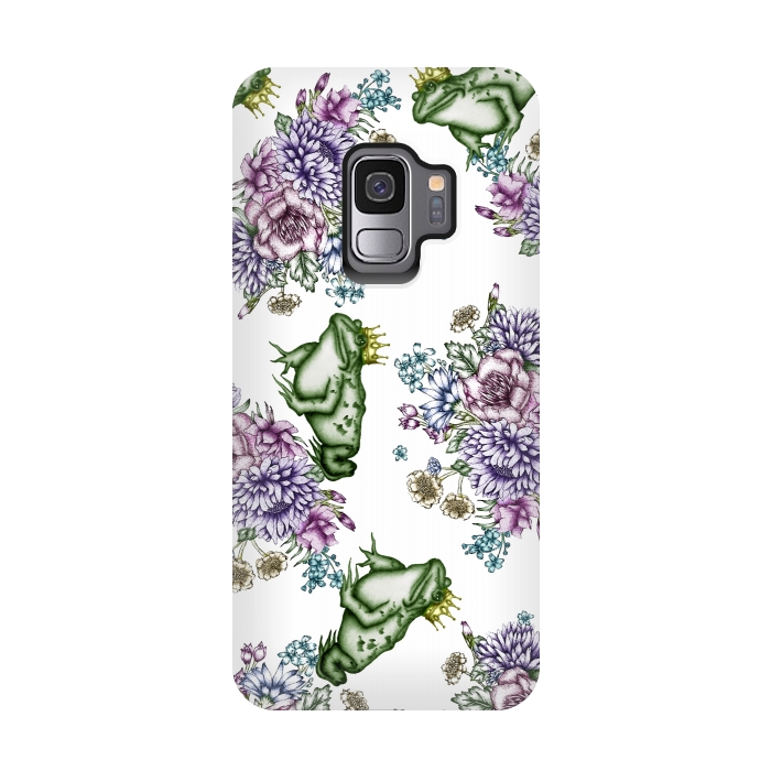 Galaxy S9 StrongFit Frog Prince Floral Pattern by ECMazur 