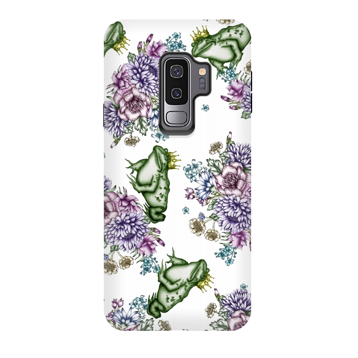 Galaxy S9 plus StrongFit Frog Prince Floral Pattern by ECMazur 