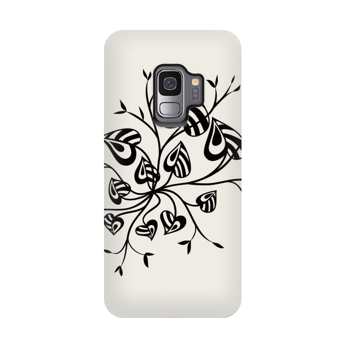 Galaxy S9 StrongFit Abstract Black And White Floral With Pointy Leaves by Boriana Giormova