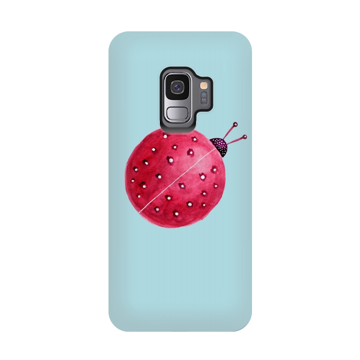 Galaxy S9 StrongFit Pretty Spherical Abstract Watercolor Ladybug by Boriana Giormova