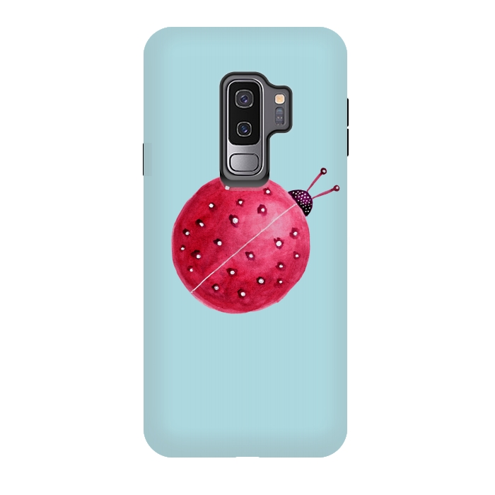 Galaxy S9 plus StrongFit Pretty Spherical Abstract Watercolor Ladybug by Boriana Giormova