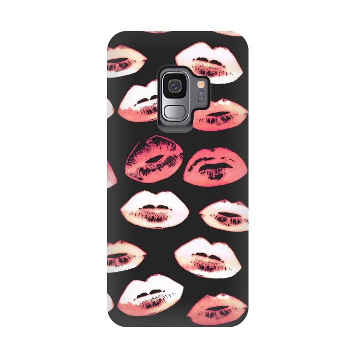 Galaxy S9 StrongFit Red pink lipstick kisses by Oana 
