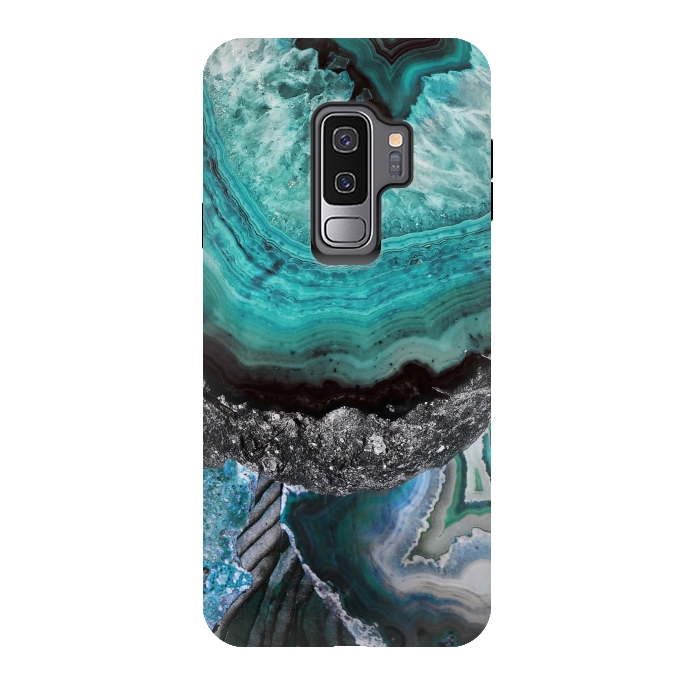 Galaxy S9 plus StrongFit Blue turquoise agate marble close up by Oana 