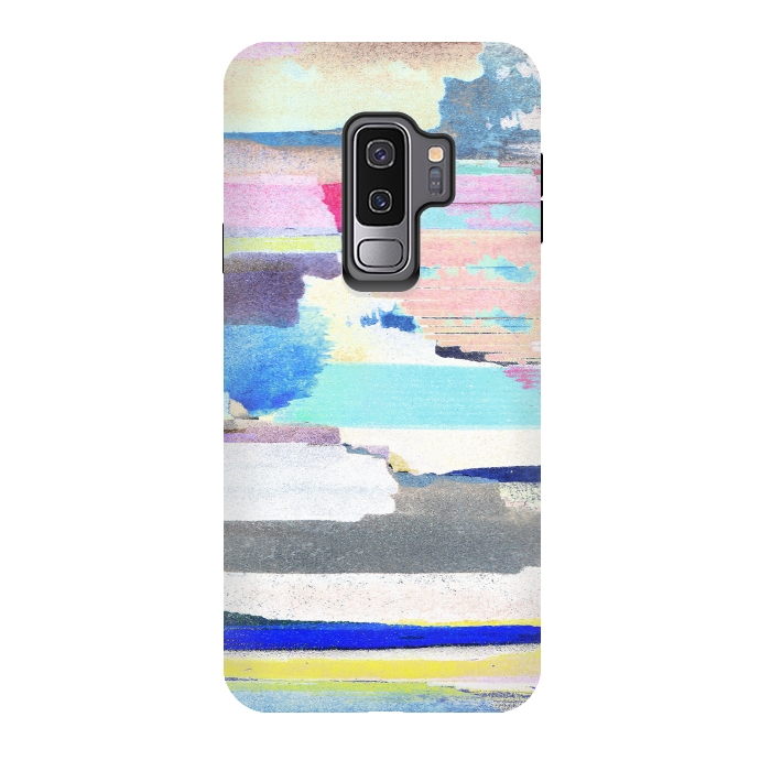 Galaxy S9 plus StrongFit Colorful brushstrokes watercolor stripes  by Oana 