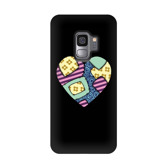 Galaxy S9 StrongFit Patchwork heart by Laura Nagel