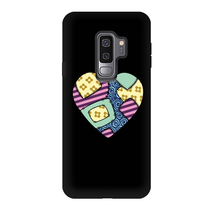Galaxy S9 plus StrongFit Patchwork heart by Laura Nagel