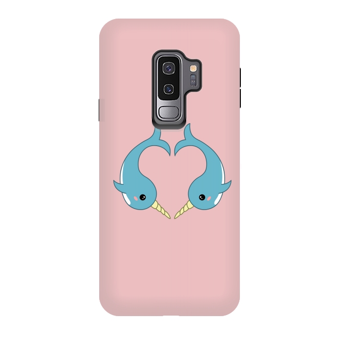Galaxy S9 plus StrongFit Narwhal heart by Laura Nagel
