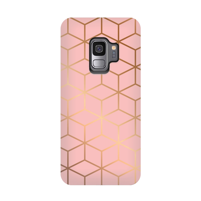 Galaxy S9 StrongFit Pink & Gold Geometry 011 by Jelena Obradovic
