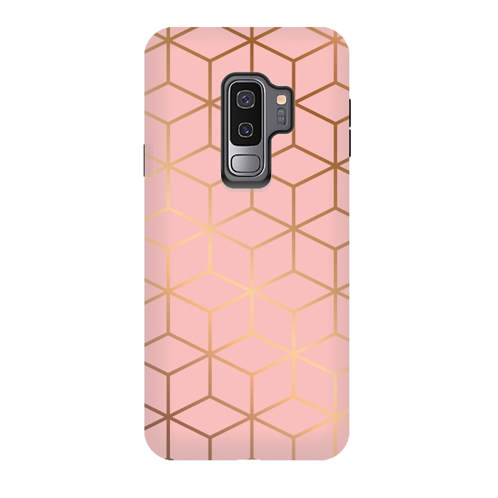 Galaxy S9 plus StrongFit Pink & Gold Geometry 011 by Jelena Obradovic
