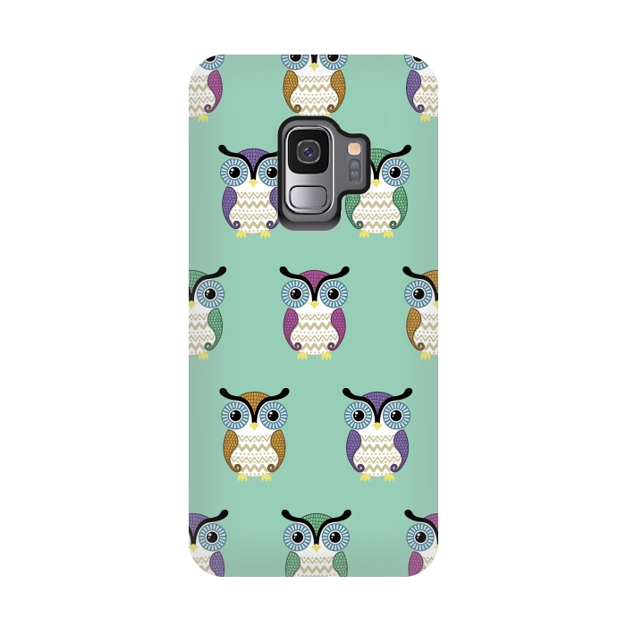 Galaxy S9 StrongFit owl pattern by Laura Nagel