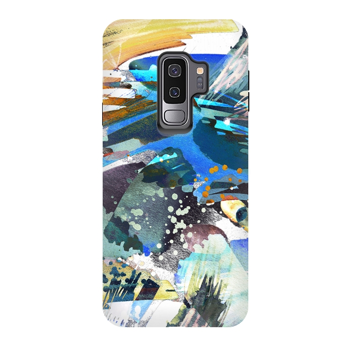 Galaxy S9 plus StrongFit Abstract watercolor splatter and brushstrokes by Oana 