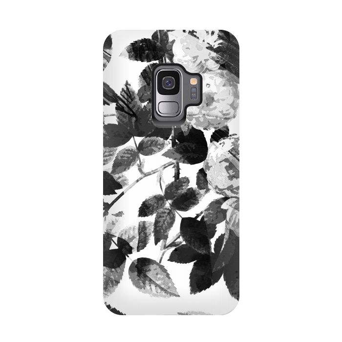 Galaxy S9 StrongFit Black and white ink roses by Oana 