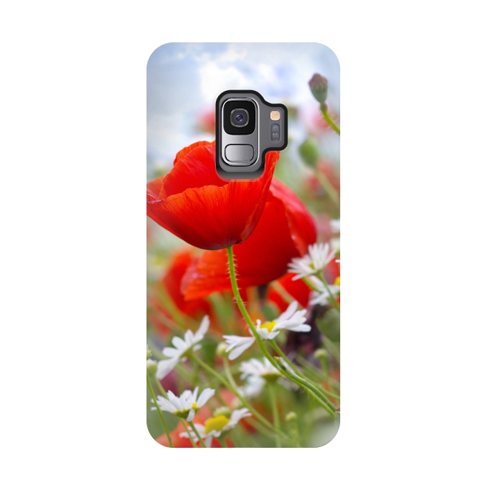 Galaxy S9 StrongFit Red & White Flowers by Bledi