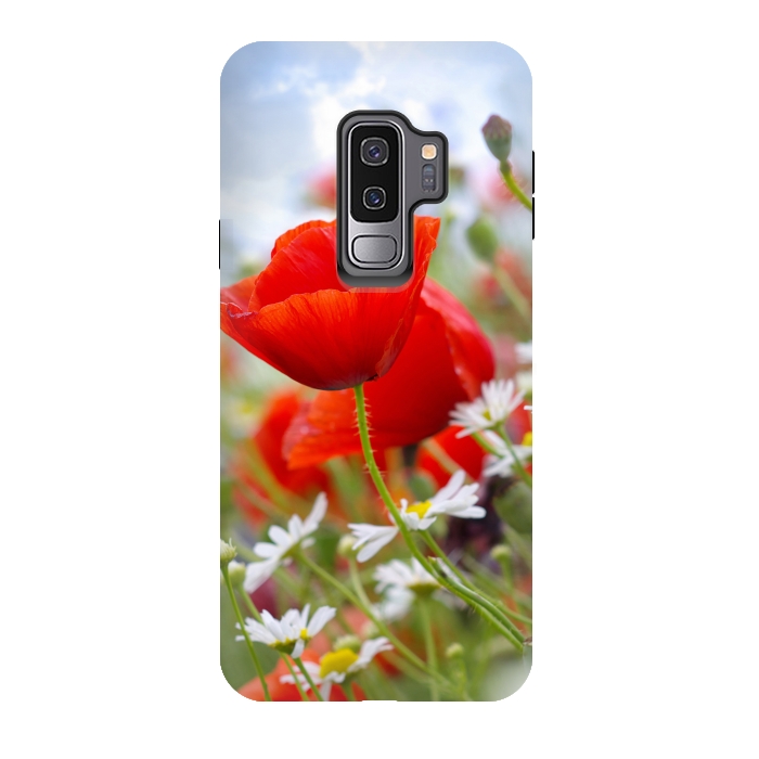 Galaxy S9 plus StrongFit Red & White Flowers by Bledi