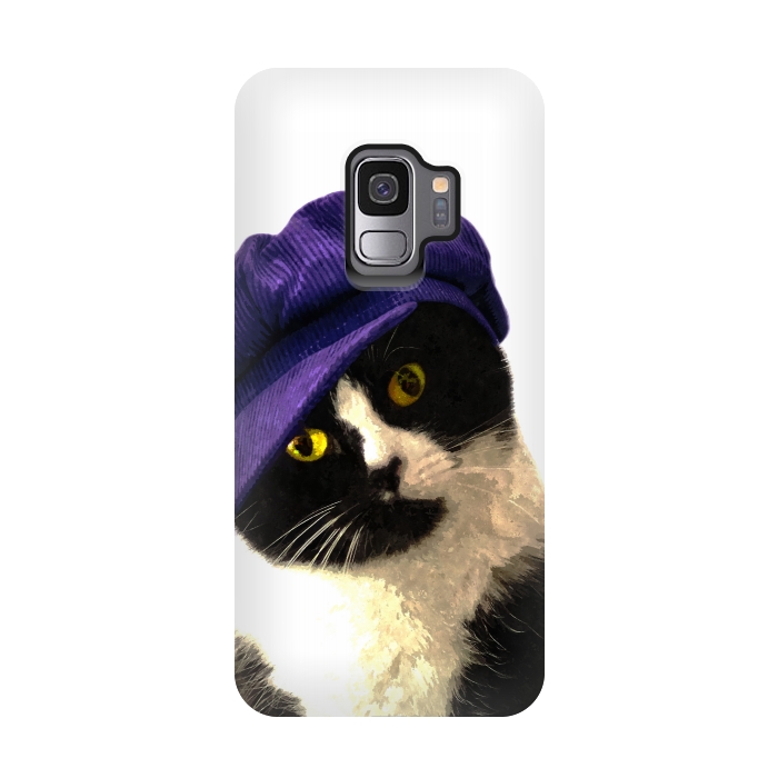 Galaxy S9 StrongFit Cute Cat Blue Hat by Alemi