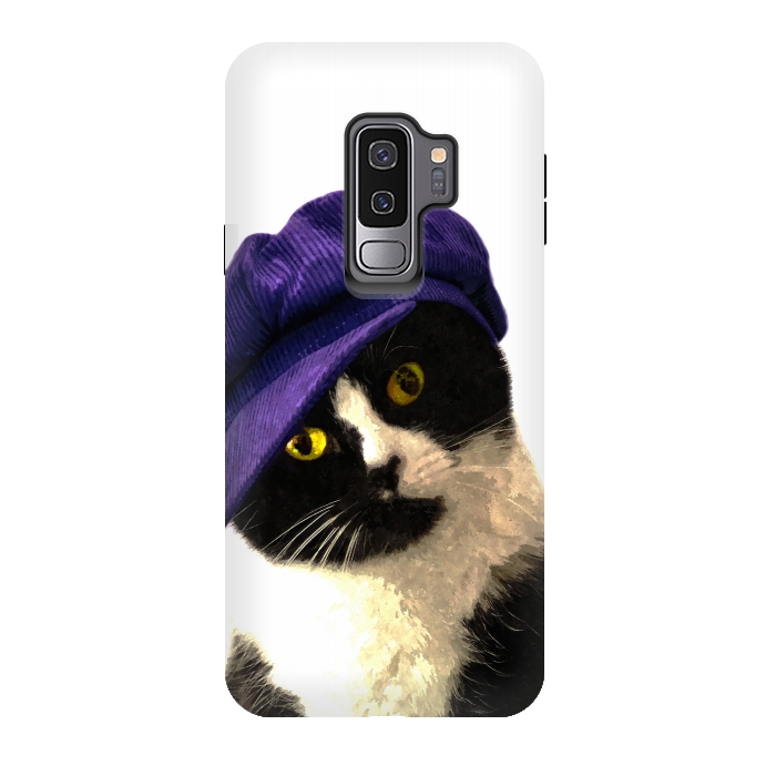 Galaxy S9 plus StrongFit Cute Cat Blue Hat by Alemi
