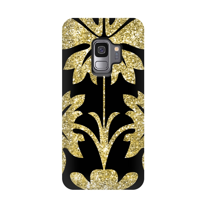 Galaxy S9 StrongFit Gold Glitter Black Background by Alemi