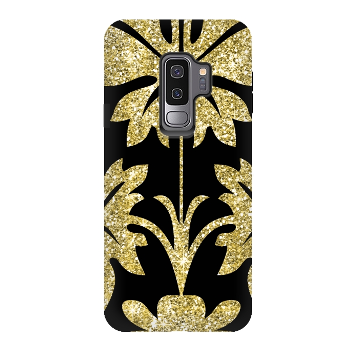 Galaxy S9 plus StrongFit Gold Glitter Black Background by Alemi