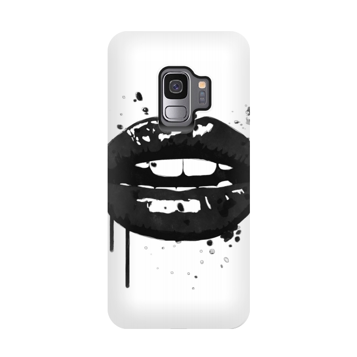 Galaxy S9 StrongFit Black Lips Fashion Illustration by Alemi
