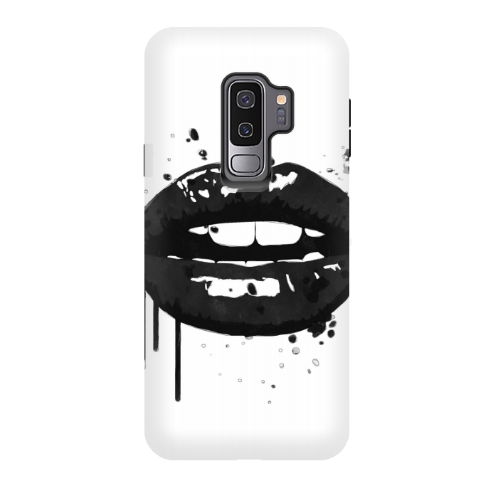 Galaxy S9 plus StrongFit Black Lips Fashion Illustration by Alemi