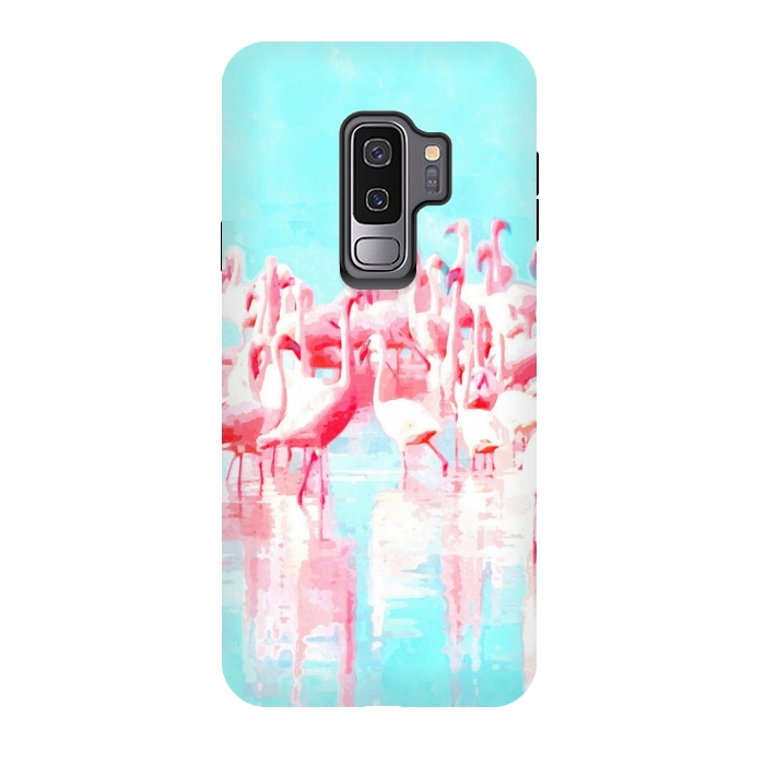 Galaxy S9 plus StrongFit Flamingos Tropical Illustration by Alemi