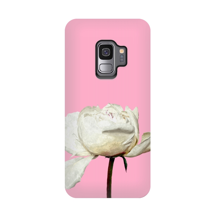Galaxy S9 StrongFit White Peony Pink Background by Alemi