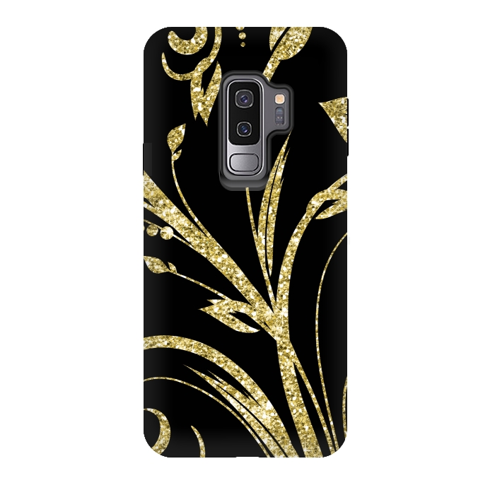 Galaxy S9 plus StrongFit Black Gold and Glitter Pattern by Alemi