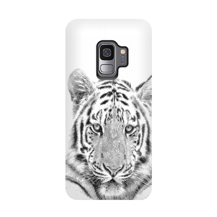 Galaxy S9 StrongFit Black and White Tiger by Alemi