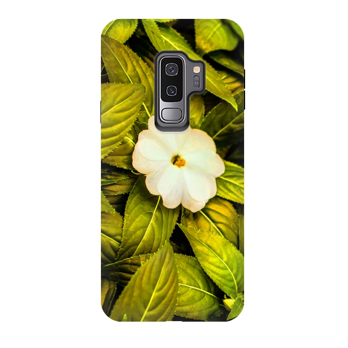Galaxy S9 plus StrongFit Leaves and White Flower by Bledi