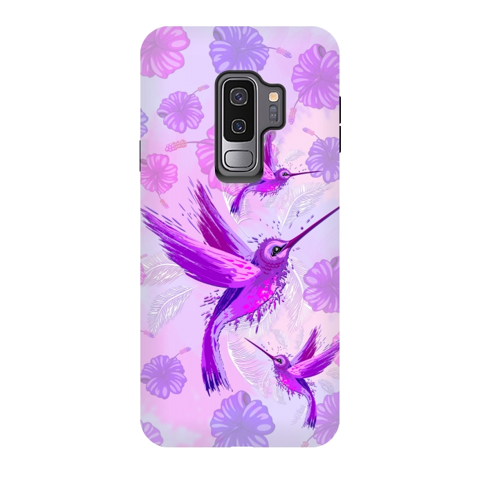 Galaxy S9 plus StrongFit Hummingbird Spirit Purple Watercolor  by BluedarkArt