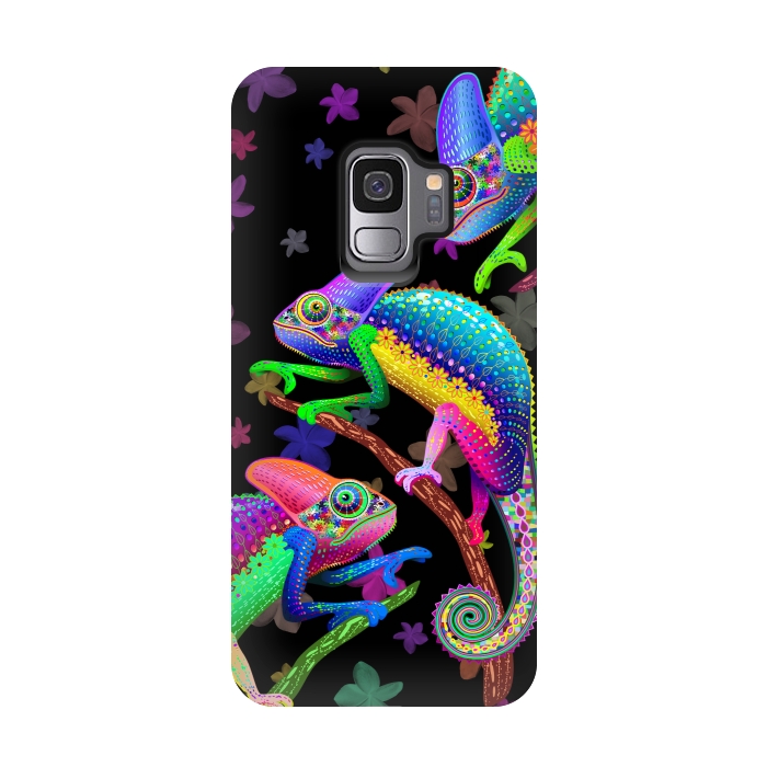 Galaxy S9 StrongFit Chameleon Fantasy Rainbow Colors by BluedarkArt