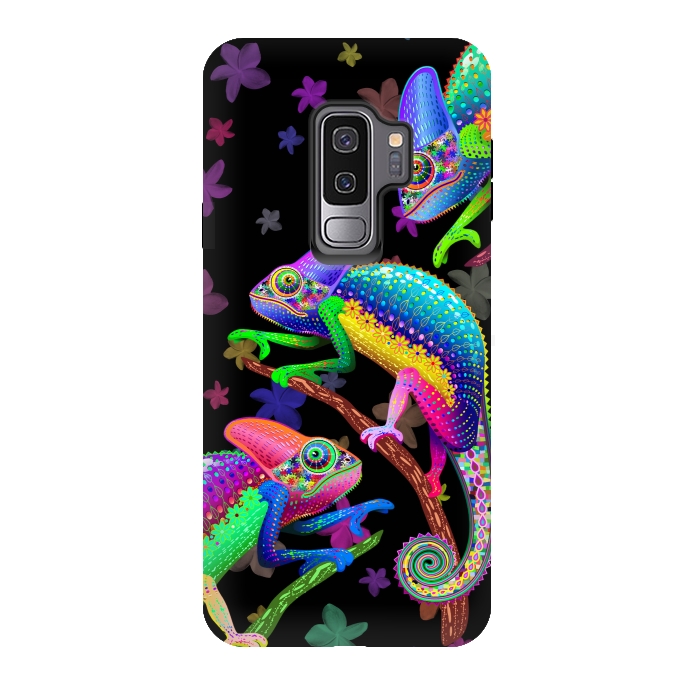 Galaxy S9 plus StrongFit Chameleon Fantasy Rainbow Colors by BluedarkArt