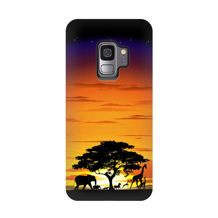 Galaxy S9 StrongFit Wild Animals on African Savanna Sunset  by BluedarkArt