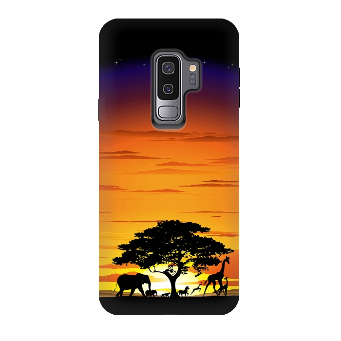 Galaxy S9 plus StrongFit Wild Animals on African Savanna Sunset  by BluedarkArt