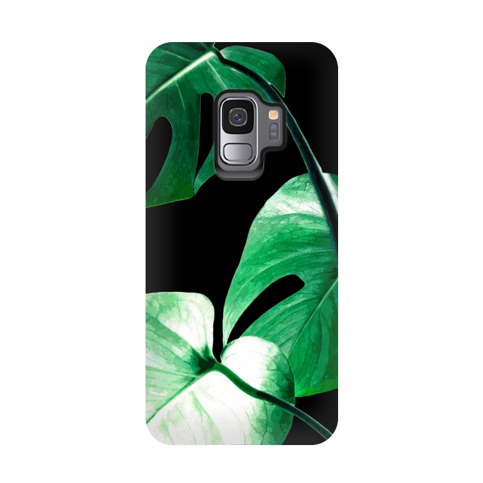 Galaxy S9 StrongFit Green Monstera Leaves by Alemi