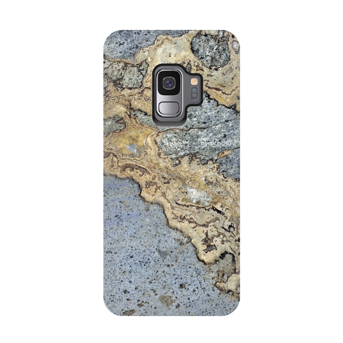 Galaxy S9 StrongFit Blue and Gold Marble by Alemi