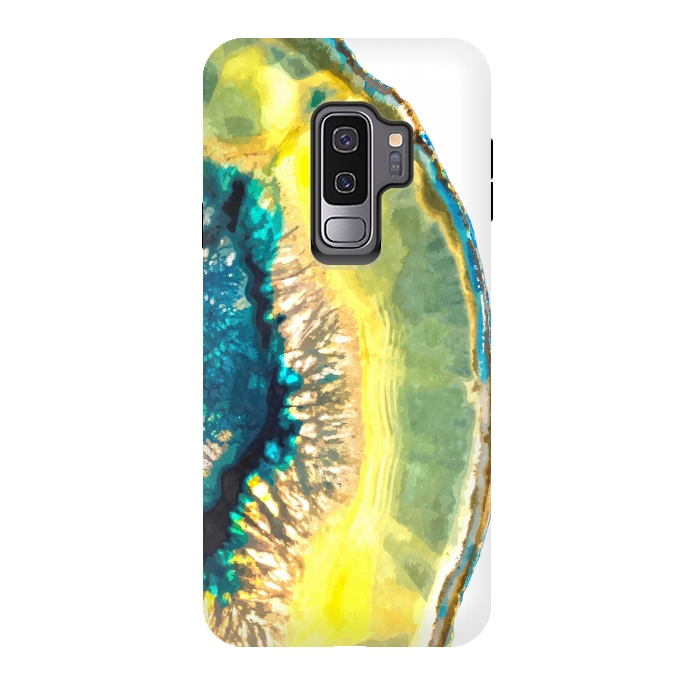 Galaxy S9 plus StrongFit Blue and Yellow Agate by Alemi