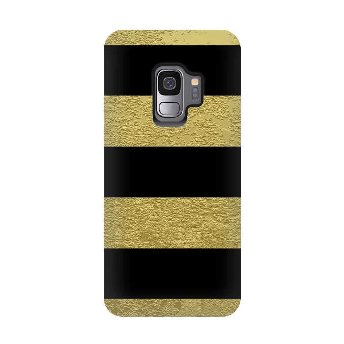 Galaxy S9 StrongFit Black and Gold Stripes by Alemi