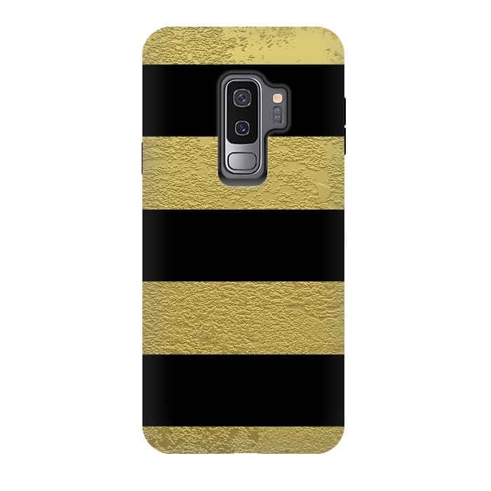 Galaxy S9 plus StrongFit Black and Gold Stripes by Alemi