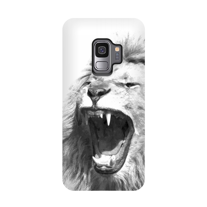 Galaxy S9 StrongFit Black and White Fierce Lion by Alemi